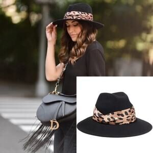 EUGENIA KIM  Maxine leopard-print satin-trimmed wool-felt fedora‎ MSRP 395$